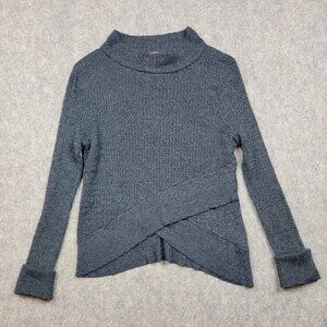 Free People Waffle Knit Wrap Hem Sweater Women’s Small Blue Cotton Blend